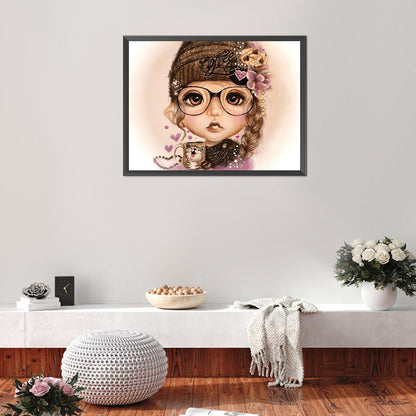 Big Eyes Girl - 11CT Stamped Cross Stitch 40*50CM