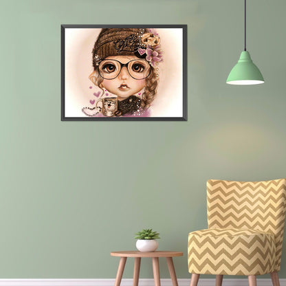 Big Eyes Girl - 11CT Stamped Cross Stitch 40*50CM