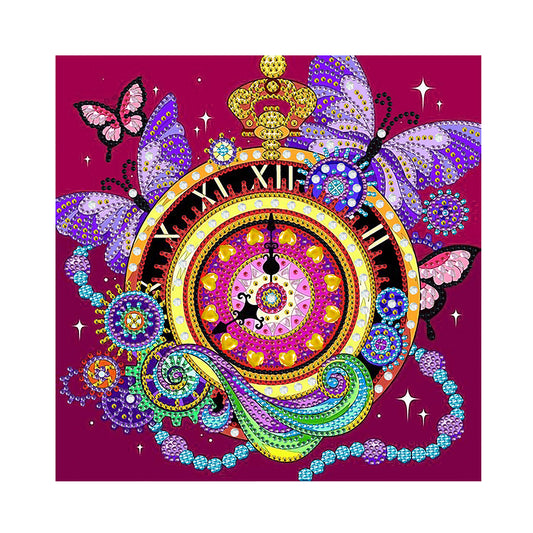 Butterfly Clock - Special Shaped Drill Diamond Paiting 30*30CM