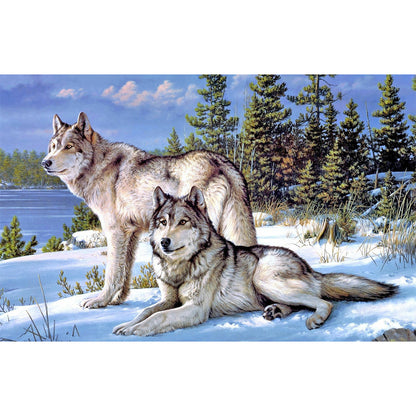 Timberwolves - Full Round Drill Diamond Painting 45*70CM