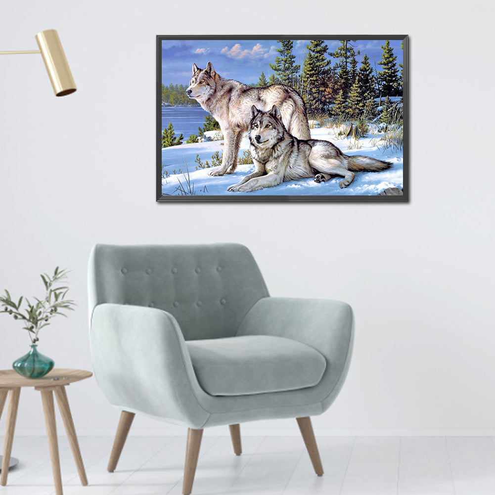 Timberwolves - Full Round Drill Diamond Painting 45*70CM