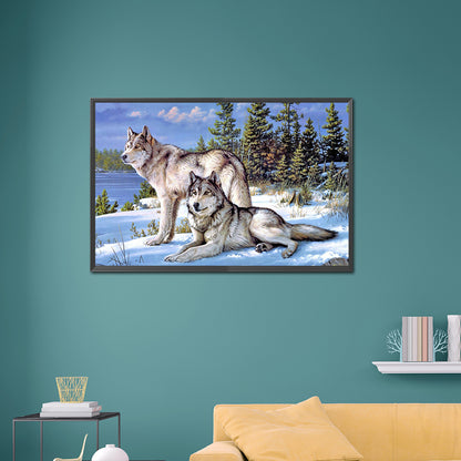 Timberwolves - Full Round Drill Diamond Painting 45*70CM