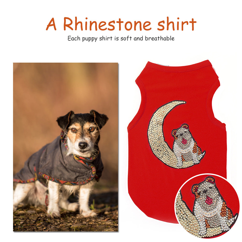 5D Diamond Painting DIY Pet Clothes Moon Dog Sleeveless T-Shirts Pullovers