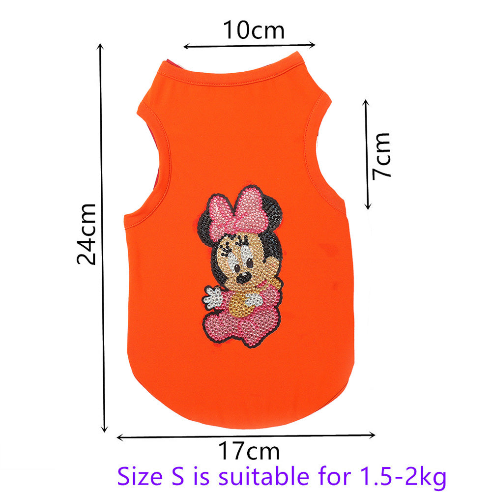 5D Diamond Painting DIY Pet Clothes Cartoon Mouse Sleeveless Dogs T-Shirts