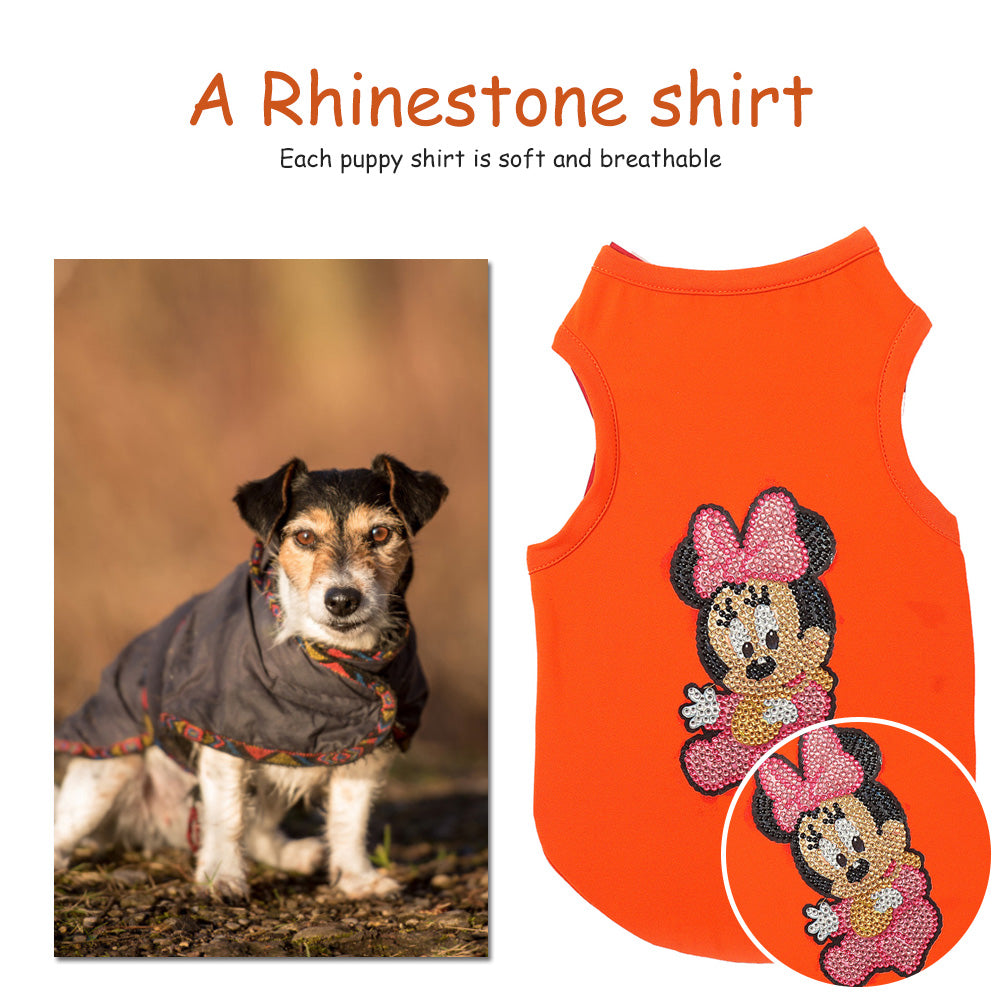 5D Diamond Painting DIY Pet Clothes Cartoon Mouse Sleeveless Dogs T-Shirts