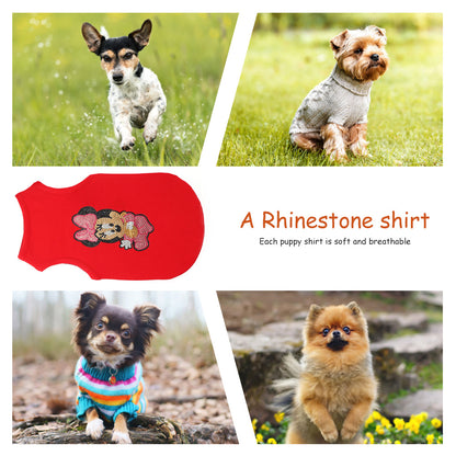 5D DIY Pet Clothes Cartoon Mouse Diamond Painting T-Shirts Dogs Cats Vest