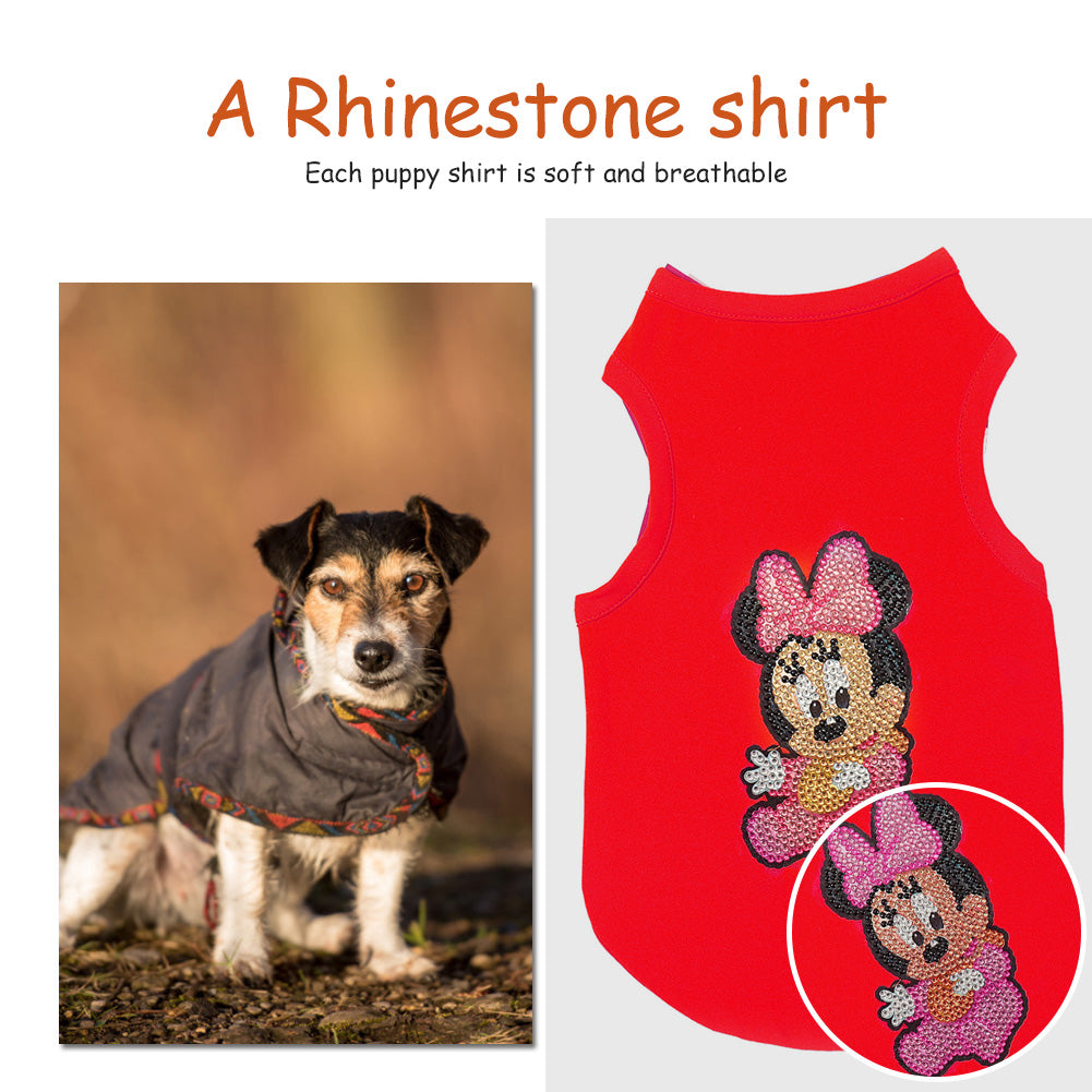 5D DIY Pet Clothes Cartoon Mouse Diamond Painting T-Shirts Dogs Cats Vest