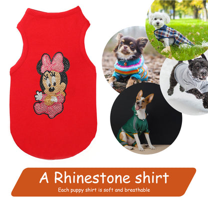 5D DIY Pet Clothes Cartoon Mouse Diamond Painting T-Shirts Dogs Cats Vest