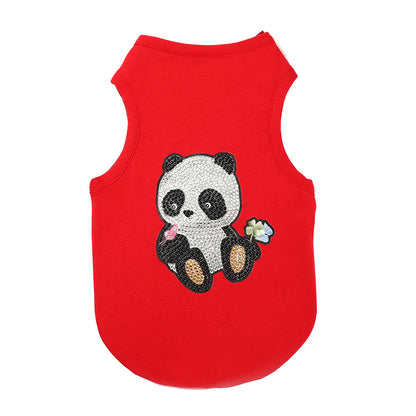 DIY Diamond Painting Pet Clothes Panda Sleeveless T-Shirt Dog Pullover Vest