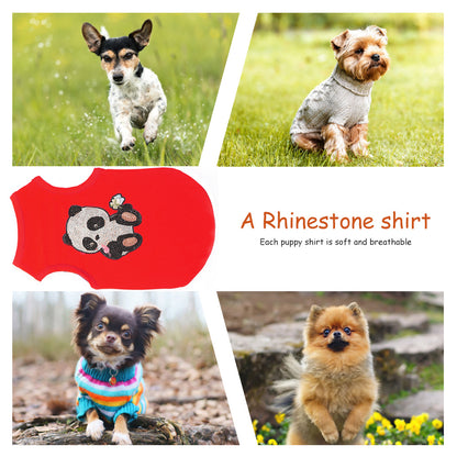 DIY Diamond Painting Pet Clothes Panda Sleeveless T-Shirt Dog Pullover Vest