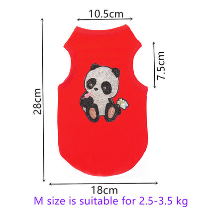 DIY Diamond Painting Pet Clothes Panda Sleeveless T-Shirt Dog Pullover Vest