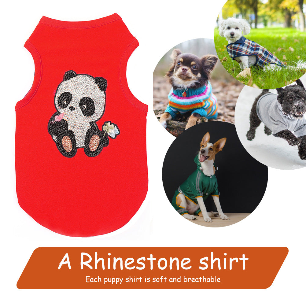 DIY Diamond Painting Pet Clothes Panda Sleeveless T-Shirt Dog Pullover Vest