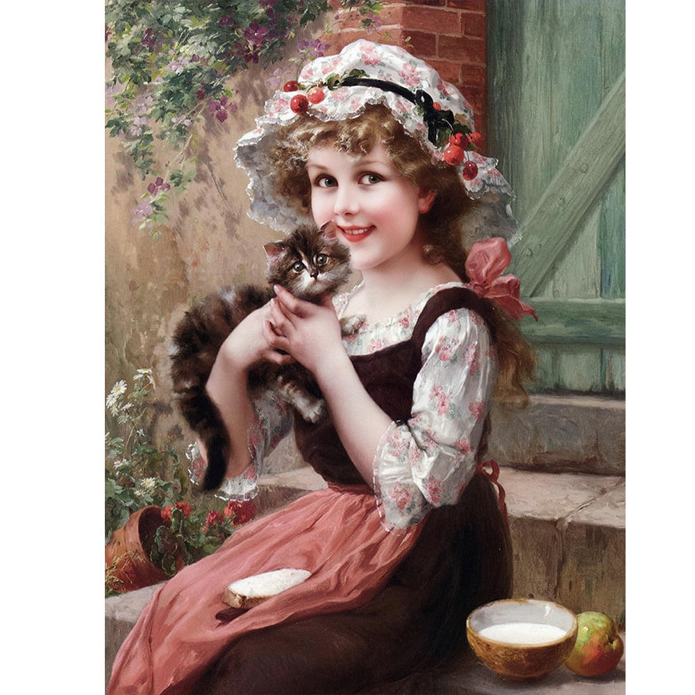 Retro Girl - Full Round Drill Diamond Painting 40*50CM