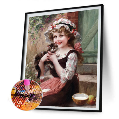 Retro Girl - Full Round Drill Diamond Painting 40*50CM