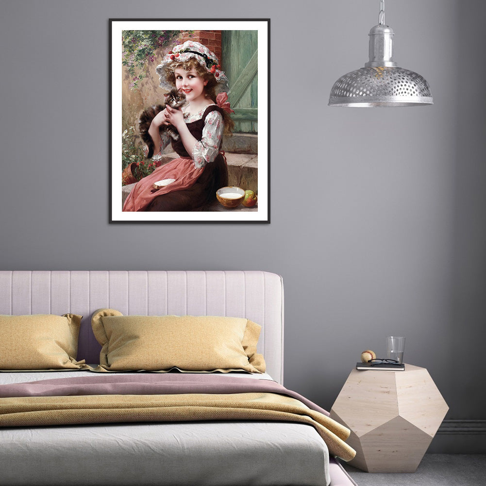 Retro Girl - Full Round Drill Diamond Painting 40*50CM