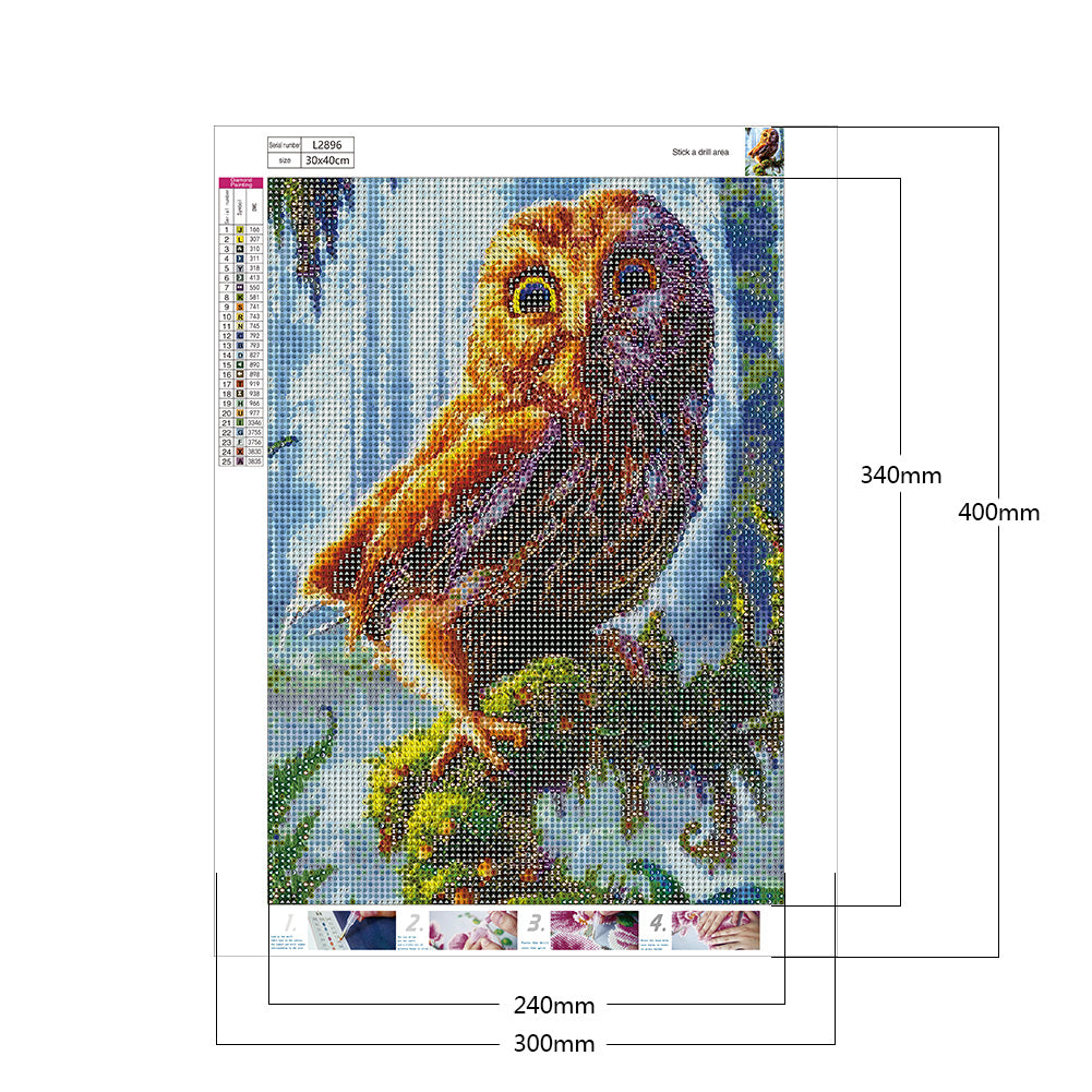 Owl - Full Round Drill Diamond Painting 30*40CM