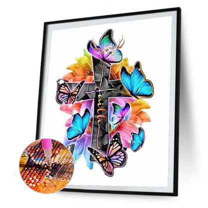 Cross Butterfly - Full Round Drill Diamond Painting 40*50CM