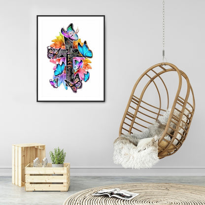 Cross Butterfly - Full Round Drill Diamond Painting 40*50CM