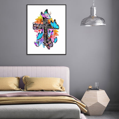 Cross Butterfly - Full Round Drill Diamond Painting 40*50CM