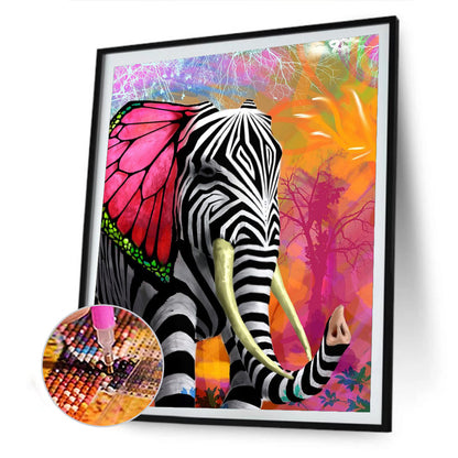 Zebra Elephant - Full Round Drill Diamond Painting 30*40CM