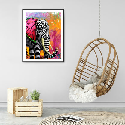 Zebra Elephant - Full Round Drill Diamond Painting 30*40CM