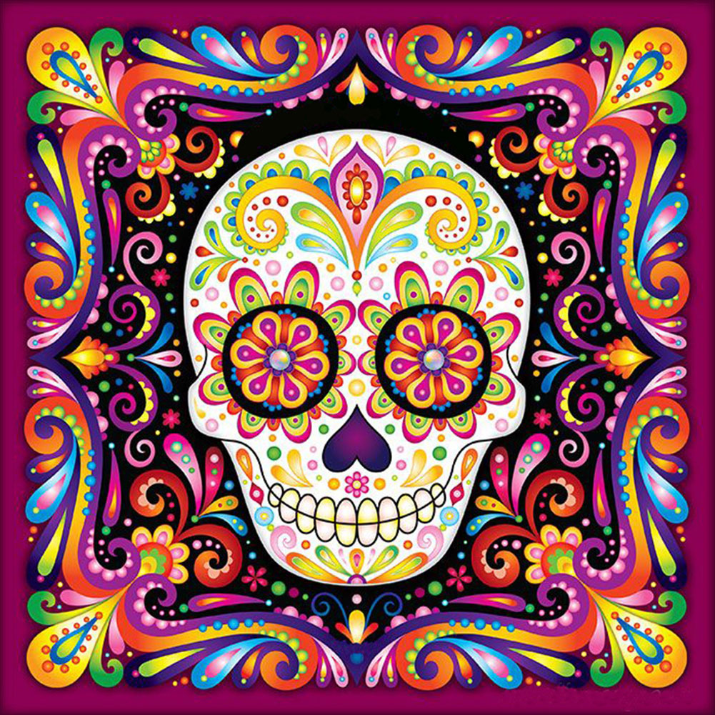 Colorful Skull - 11CT Stamped Cross Stitch 50*50CM
