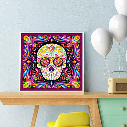 Colorful Skull - 11CT Stamped Cross Stitch 50*50CM