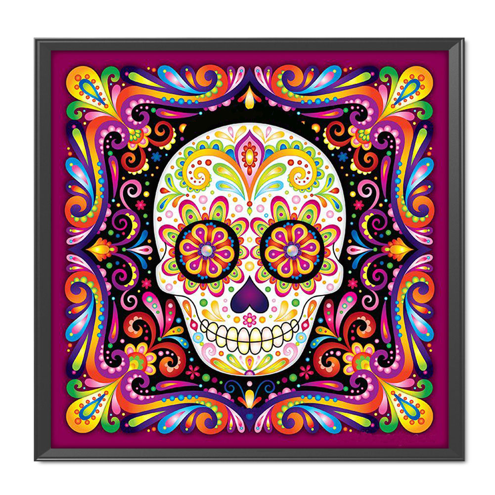 Colorful Skull - 11CT Stamped Cross Stitch 50*50CM