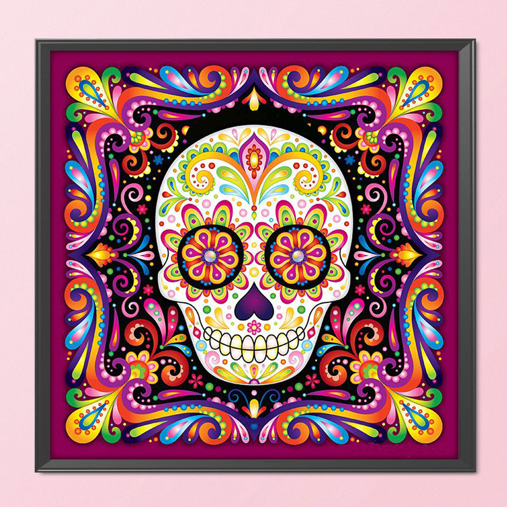 Colorful Skull - 11CT Stamped Cross Stitch 50*50CM