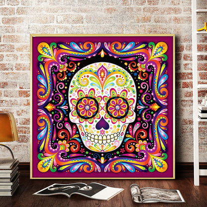 Colorful Skull - 11CT Stamped Cross Stitch 50*50CM