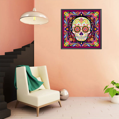 Colorful Skull - 11CT Stamped Cross Stitch 50*50CM