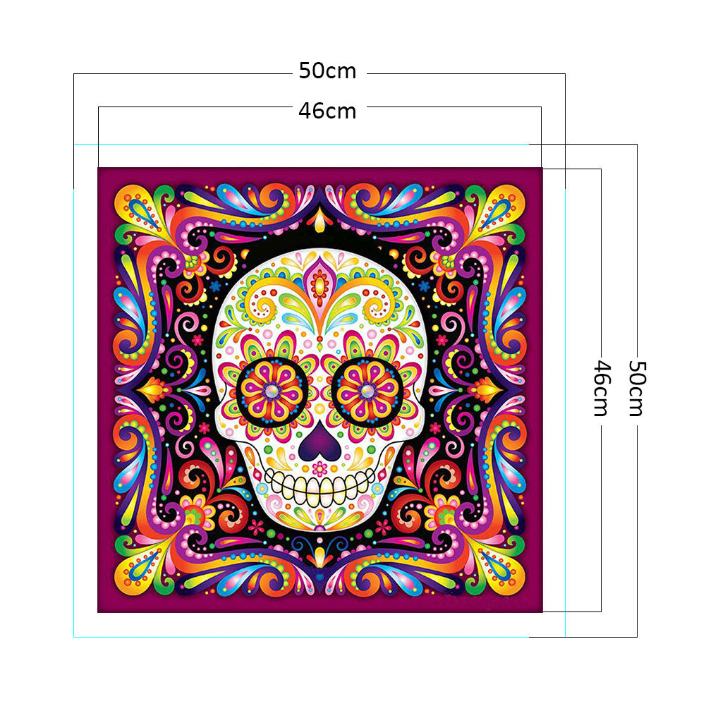 Colorful Skull - 11CT Stamped Cross Stitch 50*50CM