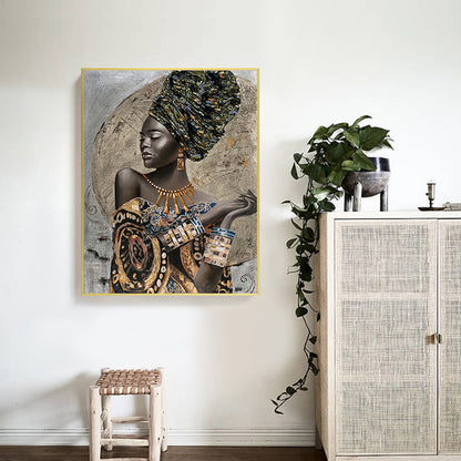 African Girl - Full Round Drill Diamond Painting 50*60CM