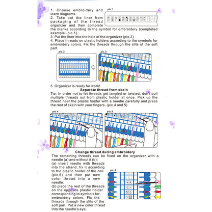 Cross Stitch Row Line Tools 30-Bit Embroidery Floss Thread Organizer Holder