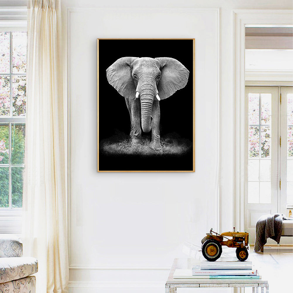 Black And White Elephant - Full Round Drill Diamond Painting 50*60CM