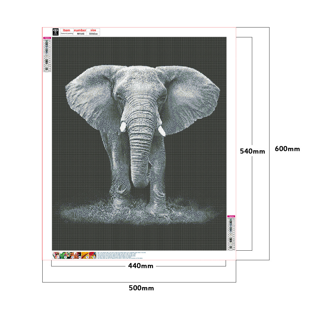 Black And White Elephant - Full Round Drill Diamond Painting 50*60CM