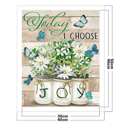 Flowers And Letters - 11CT Stamped Cross Stitch 40*50CM