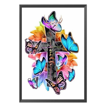 Butterfly And Cross - 11CT Stamped Cross Stitch 40*50CM