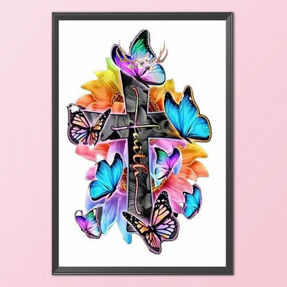 Butterfly And Cross - 11CT Stamped Cross Stitch 40*50CM