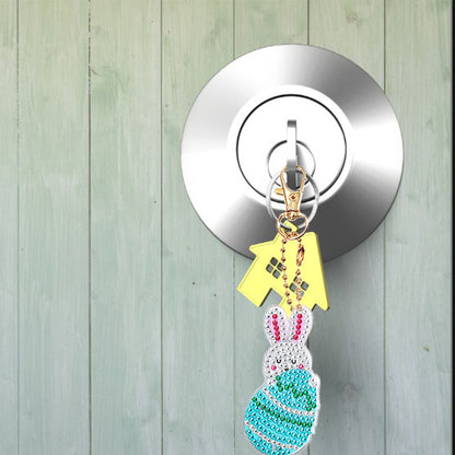 4/5pcs Mosaic Diamond Painting Keychain 5D DIY Rhinestone Keyring Pendant