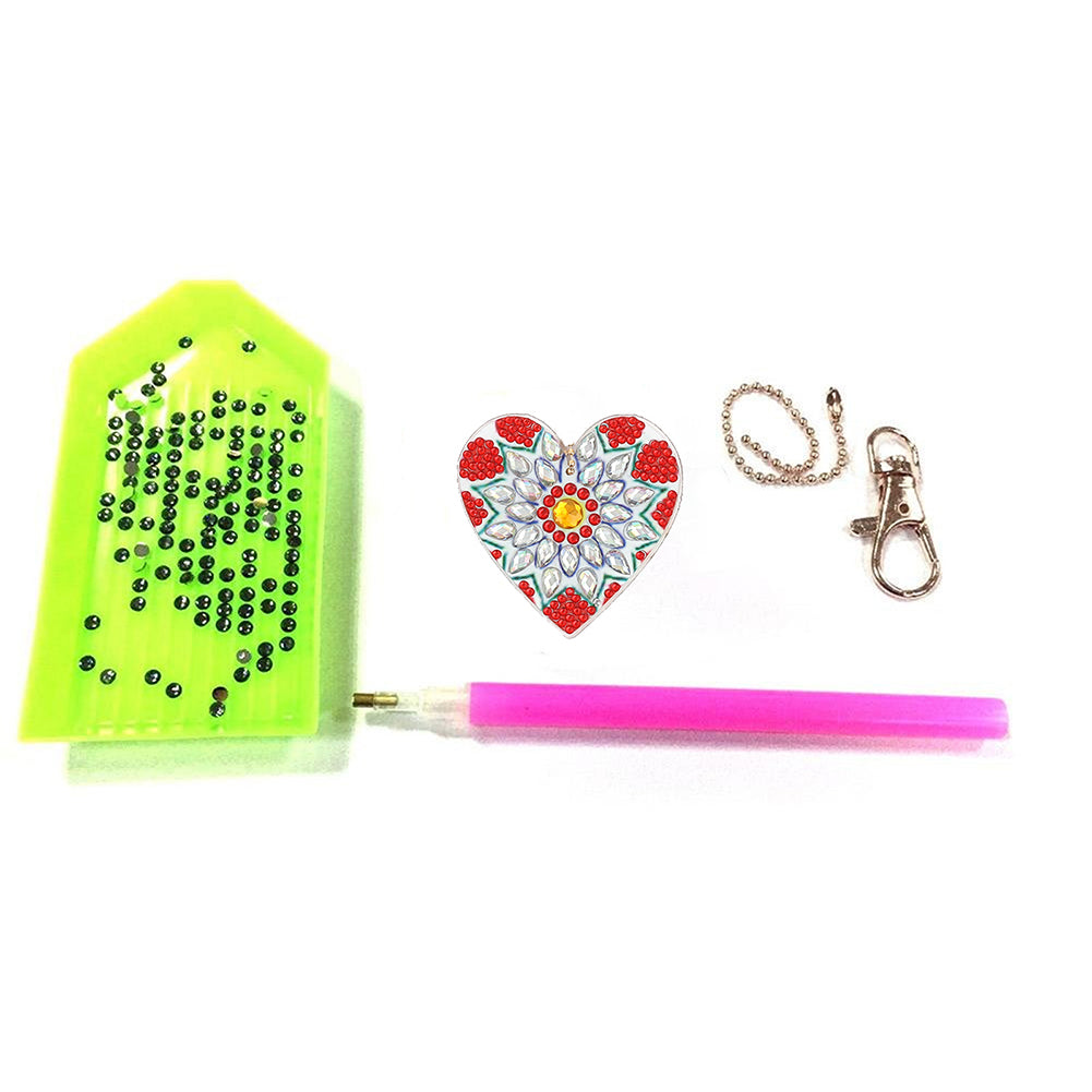 4/5pcs Mosaic Diamond Painting Keychain 5D DIY Rhinestone Keyring Pendant