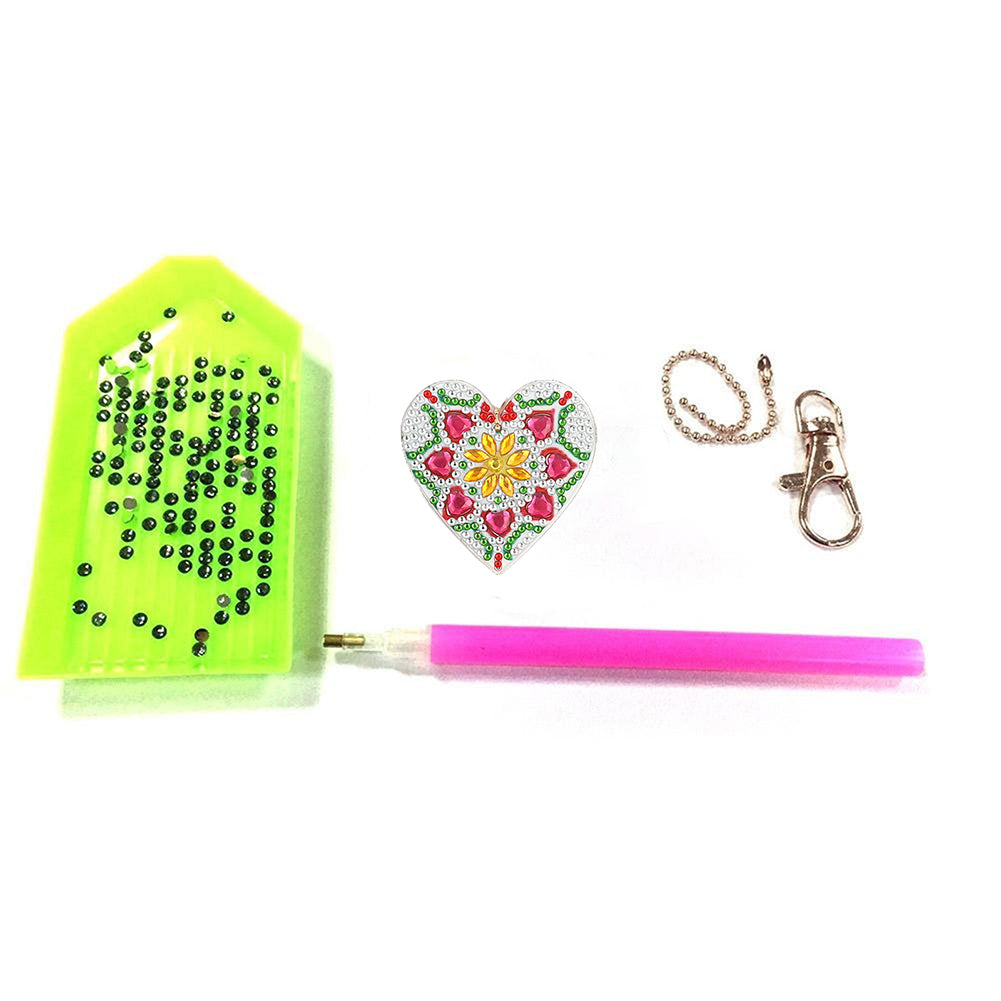 4/5pcs Mosaic Diamond Painting Keychain 5D DIY Rhinestone Keyring Pendant