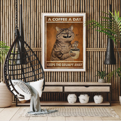 Cat Drinking Coffee - 11CT Stamped Cross Stitch 40*55CM