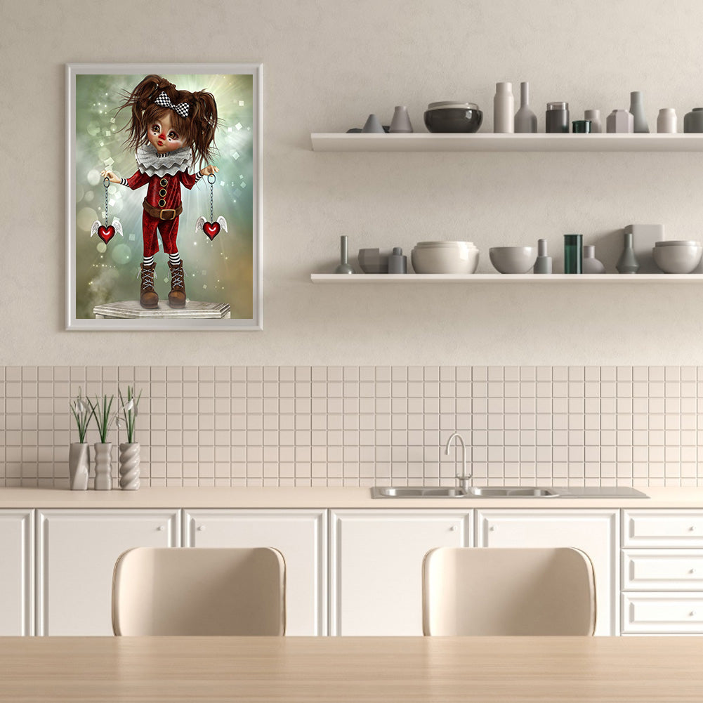 Clown Big Eye Doll - 11CT Stamped Cross Stitch 40*50CM