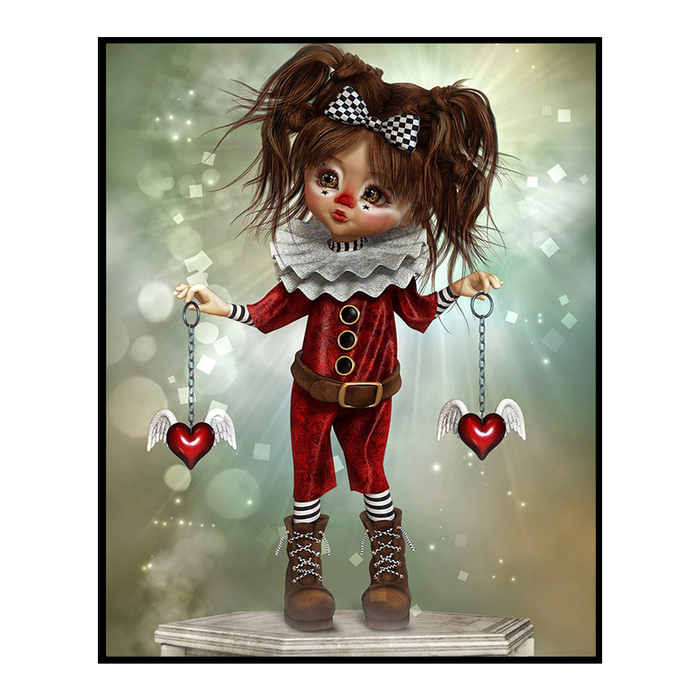 Clown Big Eye Doll - 11CT Stamped Cross Stitch 40*50CM