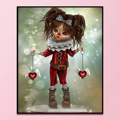 Clown Big Eye Doll - 11CT Stamped Cross Stitch 40*50CM