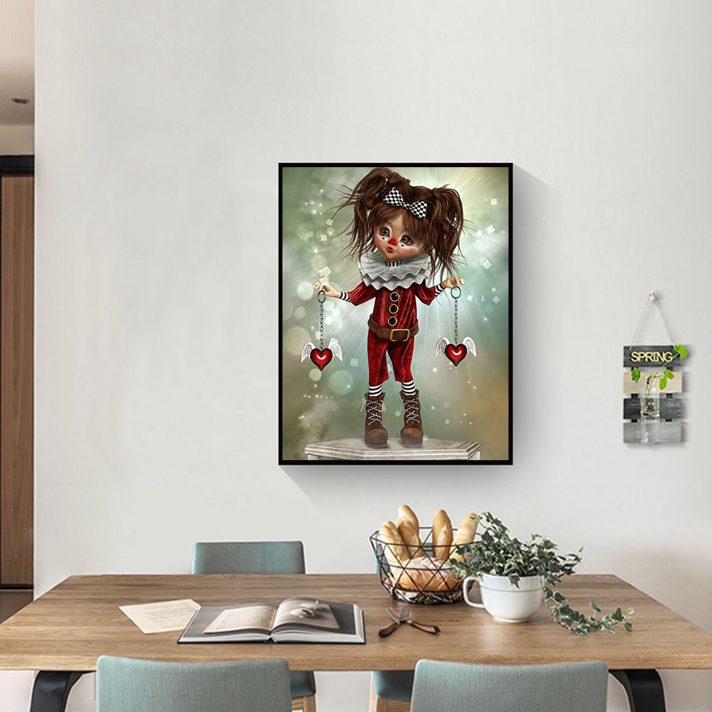 Clown Big Eye Doll - 11CT Stamped Cross Stitch 40*50CM