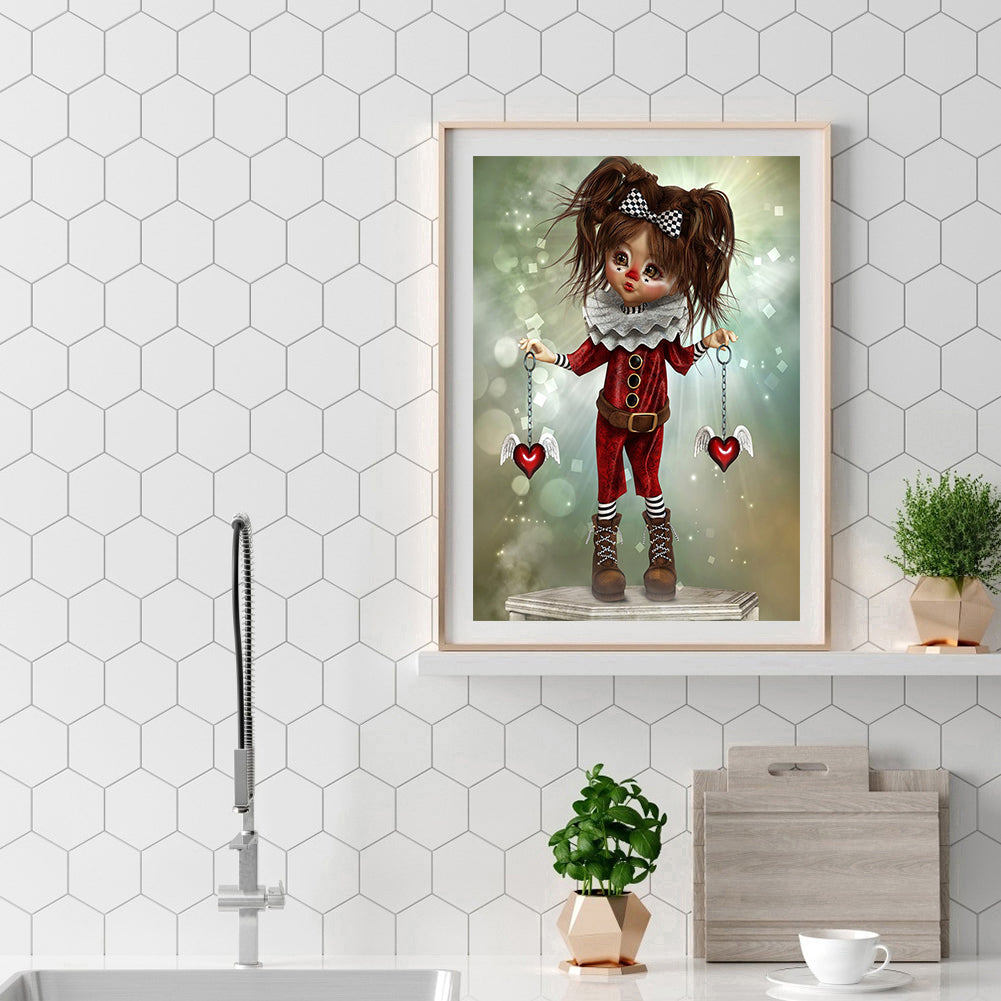 Clown Big Eye Doll - 11CT Stamped Cross Stitch 40*50CM