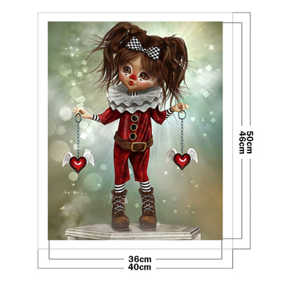 Clown Big Eye Doll - 11CT Stamped Cross Stitch 40*50CM