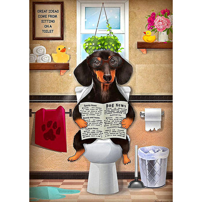 Dog Reading Newspaper - 11CT Stamped Cross Stitch 50*70CM